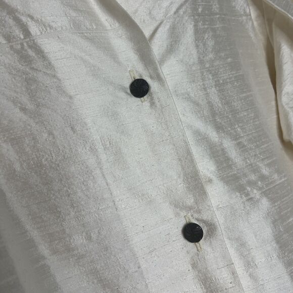 Louis Simon Womens Silk Button Up Shirt Small Ivory Collared Office Career Luxe - Picture 3 of 9
